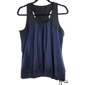 Athleta Blue and Black Striped Tank Top Womens Large